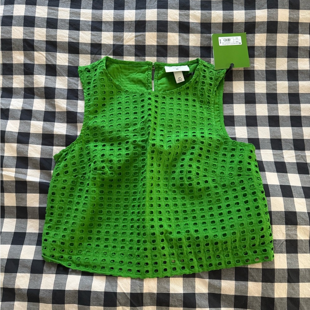 Kate Spade Vibrant Green Eyelet Sleeveless Top